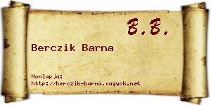 Berczik Barna névjegykártya